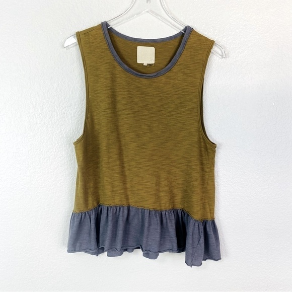 Chaser Color Block Ruffle Hem Cotton Tank Size S - Picture 4 of 8